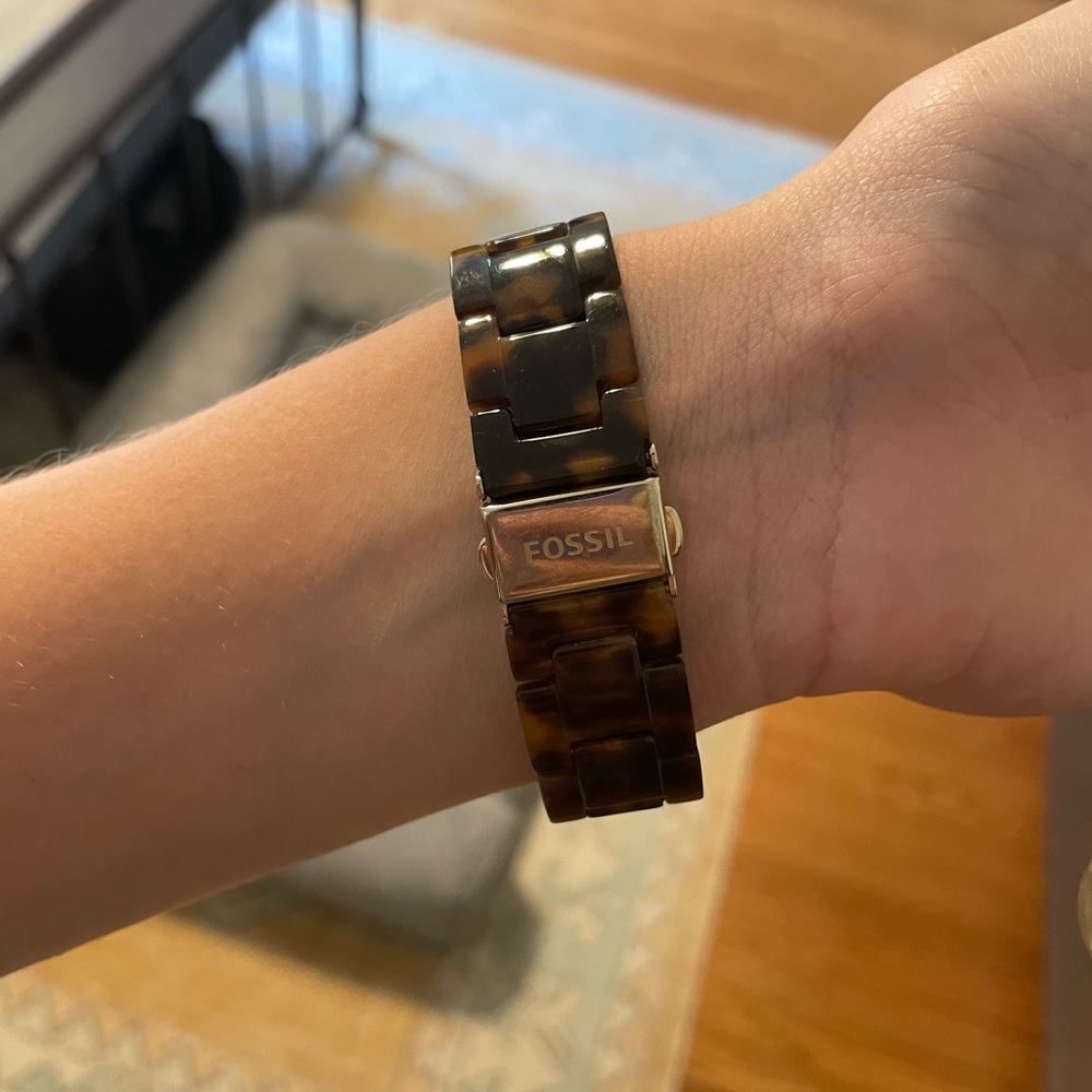 Tortoise Shell Fossil Watch - image 2